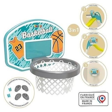 Smoby - Panier de Basket enfant - Accessoire de toboggan Smoby - 3 en 1 - Dés 3 ans