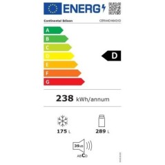 Réfrigérateur 4 portes avec distributeur d'eau - 464L - Total No Frost - L79 cm x H 180 cm - Inox - Classe D