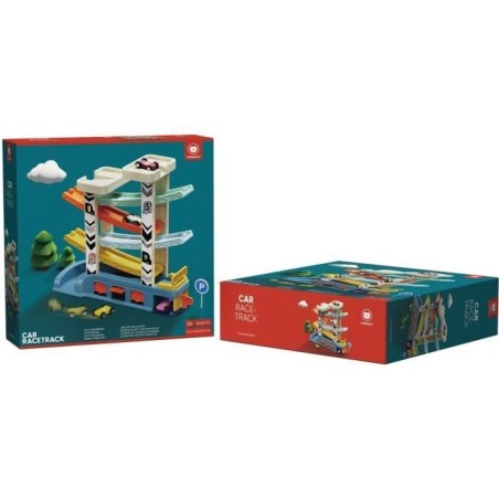 Circuit Automobile - TOP BRIGHT - 4 Voitures de Course - 4 Rampes - 2 Niveaux de Parking - Station-Service