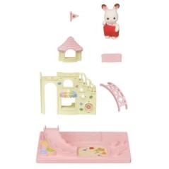 SYLVANIAN FAMILIES - 5319 - Le Château des Bébés - La Creche, l'École - Bébé Lapin Chocolat - Mixte - 3 ans
