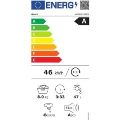 Lave-linge hublot BOSCH WAN28258FR SER4 - 8 kg - Induction - L60cm - 1400 trs/min - Classe A - Vapeur - Blanc