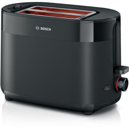 Toaster - BOSCH -  TAT2M123 MyMoment - Noir - 2 tranches - centrage automatique du pain - fonctions décongélation et réchauff