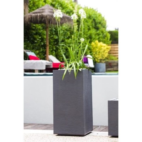 EDA Pot de fleurs haut carré Graphit - 39,5 x 39,5 x H 80 cm - 31 L - Gris anthracite