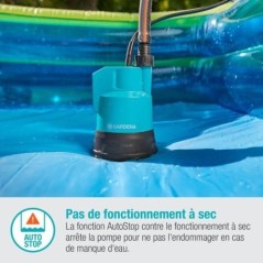 GARDENA Pompe immergée eau claire 200/2 Li-ion 18V P4A Débit max 2000l/h & pression max 2bar  Extension garantie 5 ans (14