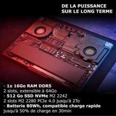 PC Portable Gamer LENOVO Legion S5 16ARP9 | 16'' WQXGA 165hz - RTX 4070 140w - AMD R7-7435HS - RAM 16 Go - SSD 512Go - Sans Wind