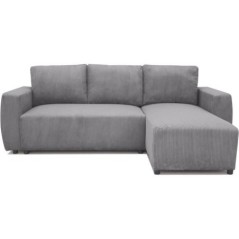 Canapé d'angle convertible réversible 3-4 places PHARELL - velours côtelé Anthracite - Coffre de rangement - L224 x P155 x H