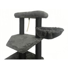 GUILY Arbre a chat gris foncé- 50 x 50 x 141 cm - Gris foncé - 2 plateformes, 1 perchoir, 1 cabane, 1 rampe, 1 tunnel