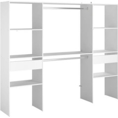 Kit dressing ARTIC  - Décor Blanc - 2 colonnes + 2 penderies + 2 tiroirs - L 220 x P 40 x H 180 cm - EKIPA