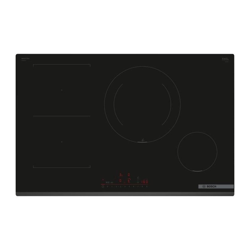 Table induction grande largeur BOSCH - 4 foyers - L80 x P52 cm - PVS831HC1E