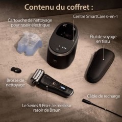 Rasoir électrique BRAUN - Séries 9 PRO+ 9560cc - 5 Éléments De Rasage, Tondeuse De Précision Intégrée, Station SmartCare,