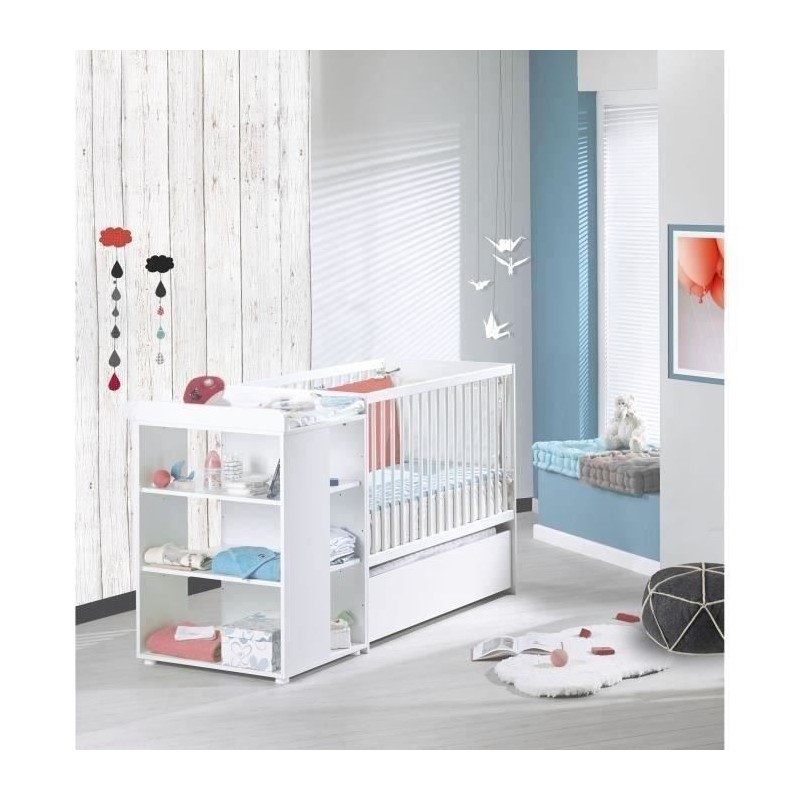 SAUTHON ELOI Lit Combiné 3 en 1 Évolutif 60 x 120 en 90x190 cm - Blanc