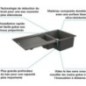 GROHE Evier de cuisine composite avec égouttoir K500, 1000 x 500 mm, 2 bacs, vidage pratique, siphon et bonde inclus, noir,