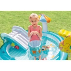 Aire de jeux gonflable - INTEX - Alligator - 160 Litres - 2 ans+ - 201 x 160 x 84 cm - Inclus : 1 bouée canard et un sceau gonf