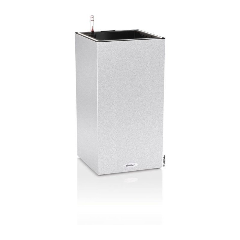 Pot de fleur LECHUZA Canto Stone Colonne 30 - kit complet LED, blanc quartz